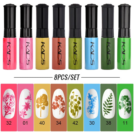 8PCS/Set 7ml Nail Stamper Polish Colorful Gold Silver White Print Art Decoration Image Plate Manicure Varnishes Lacquers Tools
