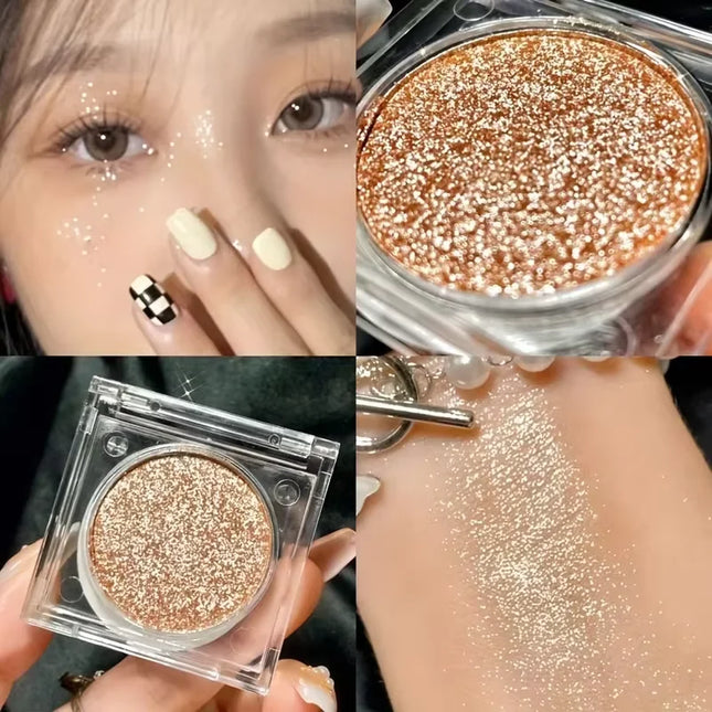Long-Lasting Glitter Eyeshadow -Radiant High Shine,Face and Eye Highlighter,Sparkling Powder Eye Makeup for Eyelids & Cheekbones