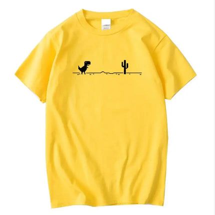 Men's High Quality 100% Cotton Funny Dinosaur Print T-Shirt Loose O-neck Summer Cool Men T-shirt Short Sleeve T-shirt Male Tee Top