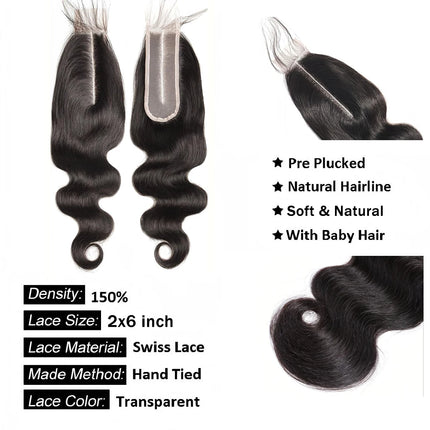 Body Wave 13x6 Lace Frontal Only 2x6 Lace Closure 4x4 5x5 6x6 Transparent Swiss Lace Closure 360 Lace Brazilian 100% Human Hair