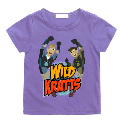 Wild Kratts Cartoon T-shirt Anime Print New Cotton Tshirt Children Fun Top Adventure Cartoon Tees Cool Boys Short Sleeve Clothes