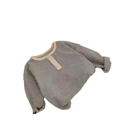 Children's Spring Autumn Long Sleeved T-shirt Boys Girls Korean Striped Children's Base Layer Shirt Baby Simple Top