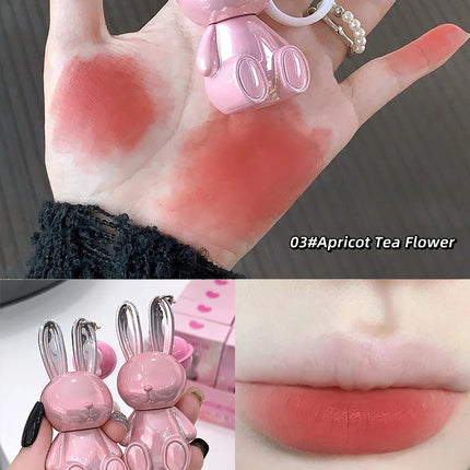 Gege Bear Pink Rabbit Velvet Matte Lip Cream Black Rabbit Water light lip glaze matte mirror pendant lipstick lip gloss