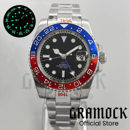 Black Purple GMT Automatic Men Watches 40mm SEA Mechanical Wristwatch Sapphire Glass Polished Strap Steel Diving NH34A Movement