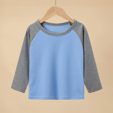 1/4 Pack 2025 New Spring and Autumn Children's Color-Block Long-sleeved T-shirt for Boys and Girls Casual Joker T-shirt