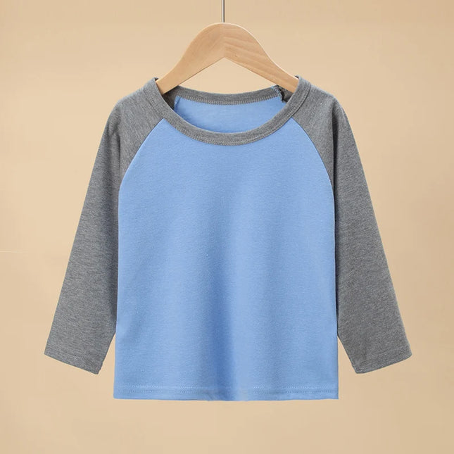 1/4 Pack 2025 New Spring and Autumn Children's Color Matching Long-sleeved T-shirt for boys and girls casual Joker T-shirt