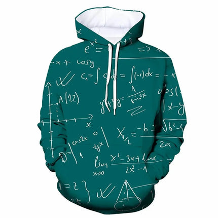 Science Formula Math Pattern Hoodie For Men Funny 3D Printed Long Sleeves Autumn Casual Pullover Tops Hoodies Loose Sweatshirts