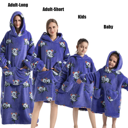 Plush Fleece Family Matching Hoodie Girl Sweatshirt Homewear Men Women Children Thick Pullover Oversize Winter Sherpa Blanket