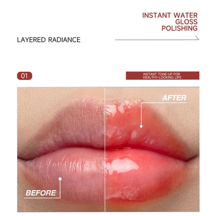SAINVANA Water-Glow Lipstick Tint of Color Lip Balm Nourishing Shine&Line-Smoothing Lip Glaze with VitaminE Natural Gloss Finish