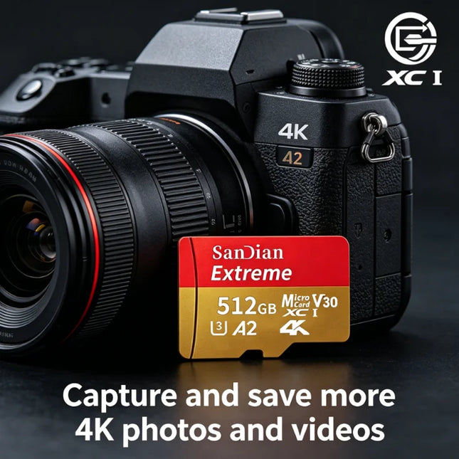 Micro TF&SD Card 128GB High-speed SD Card 256GB Memory Flash Card Class 10 V30 Up to 100MB/s for PC/Phone/Camera