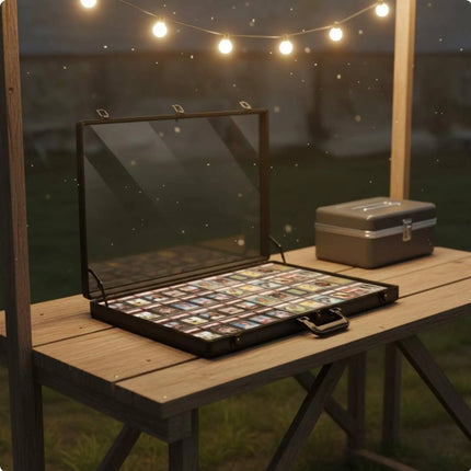 Lockable Collector's Briefcase Scuff-Resistant Lining Trading Card Display Case Aluminum Frame Display Box for Vendors