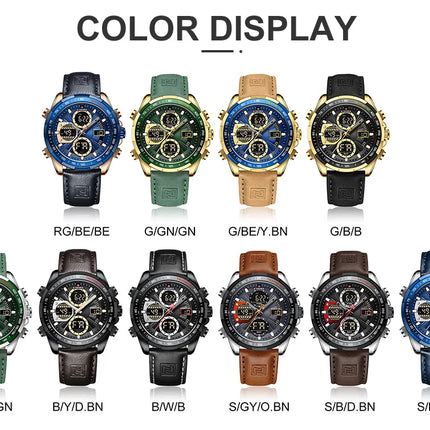 New NAVIFORCE Watches for Men Leather Mens Military Sport Waterproof Watch Quartz WristWatch Chronograph Male Clock