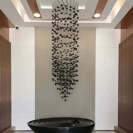 Hanging Lamp Hotel Lobby Decorative Lighting Stair Art Irregular Chandelier Custom Black Art Luxury Stone Chandelier Living Room