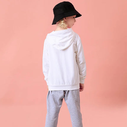 Pure Cotton Children Blank Tops Printed Custom Hoodies Boys Girls Sweatshirts 2024 Spring Fall New Solid Color Hooded Sweatshirt