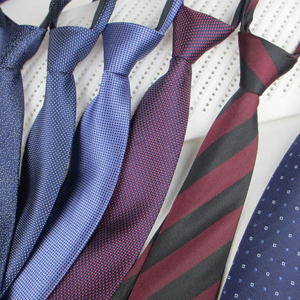 Zipper Ties for Men 8CM Neck Tie Solid Striped  Dots Neckties Men's Automatic Extra Long Navy Blue Lazy Tall Ties Wedding Gift