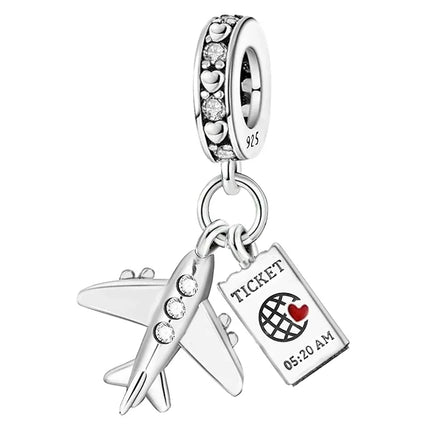 925 Sterling Silver Alpaca Rainbow Global Travel Series Plan Charms Bracelet Bangle Making Gift Of High Quality Fine Jewelry