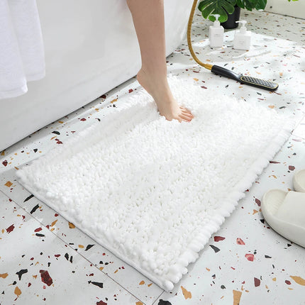 1 piece bathroom carpet bath mat, non-slip super thick lotus pine soft chenille door mat, fluffy foot mat, indoor solid color do
