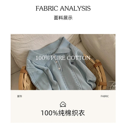 Summer 100% cotton women's T-shirt casual knit pullover short sleeved loose POLO collar Tees Pull luxury brand embroidery Tops
