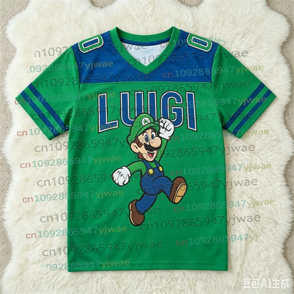 2026 Men Women Bros Yoshi Peach TShirt Summer Breathable Boy Girl V-neck Tee Oversize Short Sleeve Football Jersey For Fans Gift