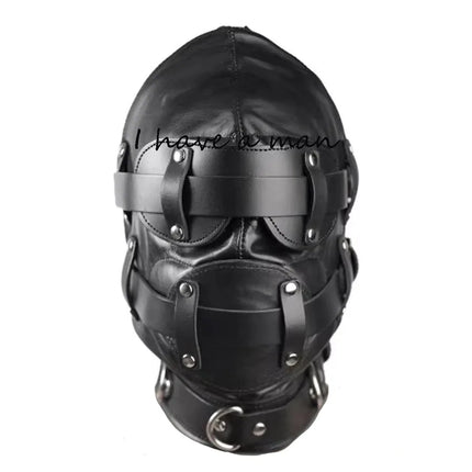 Leather Padded Hood Mask Blindfold Head Restraint Harness Mask, BDSM Bondage Gimp,Sexy Costume
