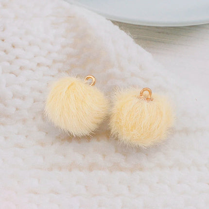 10pcs Plush Fur Covered Ball Beads Charms DIY Pompom Beads Pendant for Necklace Earring Bracelet Jewelry Making Supplies Finding