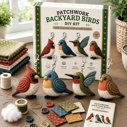 Pre-cut Fabric DIY Sewing Kit Easily Sewing Handcrafted Handmade Keychain Art Bird Cat Dogs Cartoon Animals Animal Keychain Kit