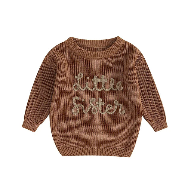 0-18months Toddler Girl Sweaters Long Sleeve Letter Embroidery Knit Pullover Sweaters For Baby Girls
