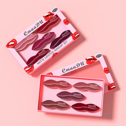 5pcs Matte Lipstick Makeup Set Super Smooth Texture Long Lasting Lipstick Kit High Pigment Sexy Lip Stick with Perfect Gift Box