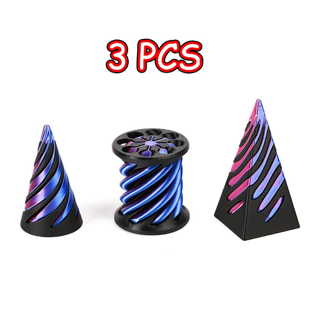 3D Printed Spiral Cone Fidgeting Toy Rotating Animal Pyramid Passthrough Sculpture Antistress Anxiety Relieving Game Adults Toys