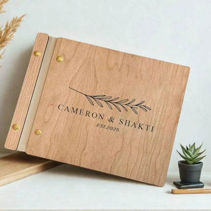 Custom Guest Book Wedding Wooden Memorial Book Mr & Mrs Signing Book Engagement Party Decor Personalized Gift Photo Album