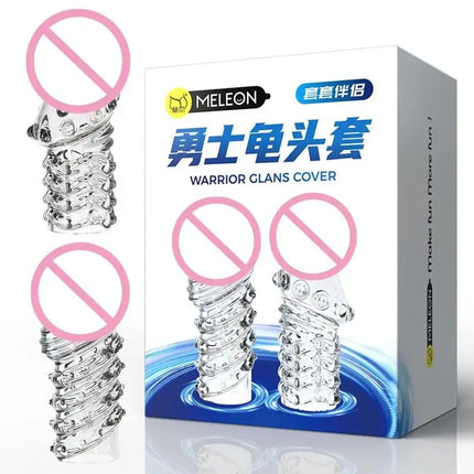 New 2PCS Crystal Penis Sleeve Glans Cover Penis Enlargement Penis Extender Exerciser Sex Toys For Men Sex Products