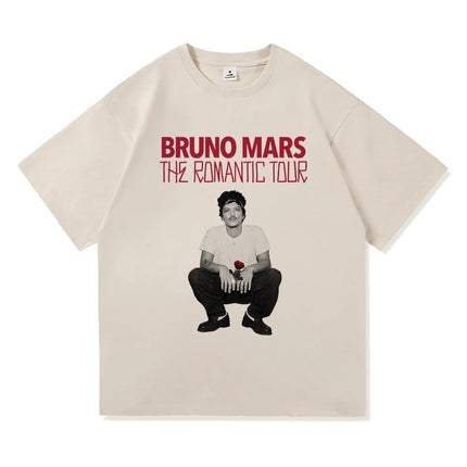 The Romantic Album T Shirt Bruno Mars The Romantic Tour 2026 Men/women Clothing Vintage Harajuku High Quality Cotton Tshirts