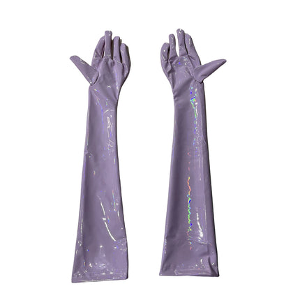 High Elastic Sexy PU Faux Leather Long Gloves Shiny Party Evening Dance Gloves Halloween Cosplay Accessories Punk Street Mittens