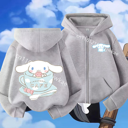 2026 Fashion Casual Zip Up Hoodie Pure Cinnamoroll Cartoon Printed Autumn Winter Boys and Girls Kidswear Zipeer Hoodie Tops