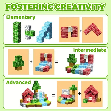 Magnetic Building Block Bricks Toy STEM Stacking World Mine Architectural Set Model DIY Educational Kids Gifts for Boy Girls