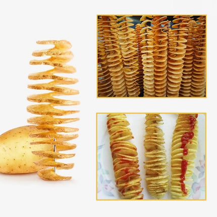 3 String Rotate Potato Slicer Stainless Steel +Plastic Twisted Potato Slice Cutter Spiral DIY Manual Creative Kitchen Gadgets