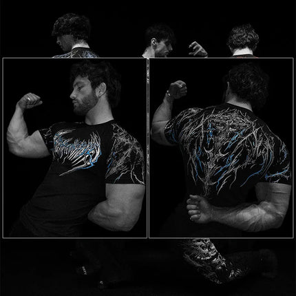 Dark Dragon Slayer Men's 2026 Summer New Fitness Clothes Speed Drying Running Printed Compression Clothes Sports T-shirt