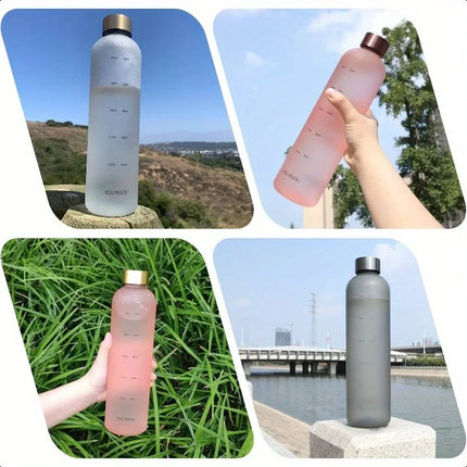 1L Water Bottles for Girls Kids Leakproof Gym Fitness Sports Bottle for Outdoor Travel, Camping Frosted Plastic Drinking Bottle