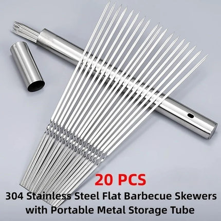 Stainless Steel Barbecue Skewer Reusable BBQ Kebab Skewers for Outdoor Camping Picnic Tools Cooking Tools 10/30Pcs