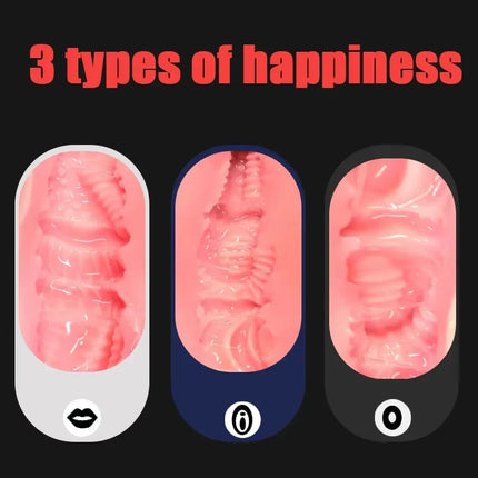 Men's Vaginal Masturbation Cup Thrilling Simulation Vagina Oral Anus Aircraft Cup Sucking Sex Toys for Men Adult Products