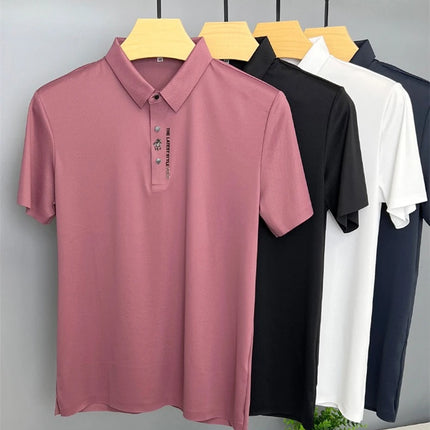 Brand high-end ice silk short sleeved men's POLO shirt 2024summer fashionable embroidery design top breathable and cool T-shirt