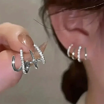 2026 New Shiny Four Claws Stud Earrings for Women Korean Rhinestone Zircon Earring Girls Birthday Party Wedding Fashion Jewelry
