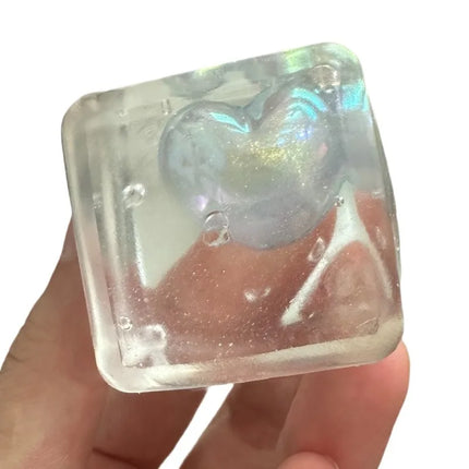 Luminous Heart-shaped Maltose Squeeze Toy Shine At Night Squishy Mochi Decompression Toy Soft Slow Rebound Toy Christmas Gifts