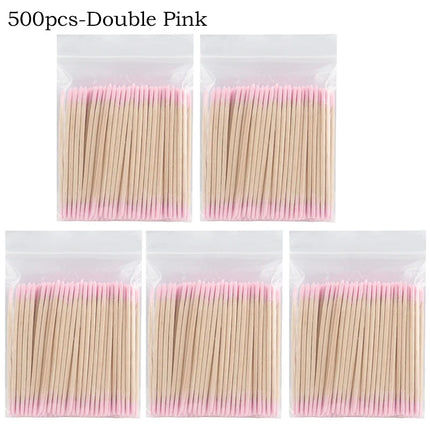100/200/500Pcs Disposable Wooden Cotton Swabs Double Sided Tip Wood Sticks Glue Removing Makeup Tool Clean Stick Lash Accessorie
