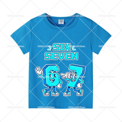 Steal A Brainrot Children Short Sleeves T-Shirts Cartoon 67 Six Seven Tops Shirts Game Cute Girls Boys Kids Summer Clothes Gift