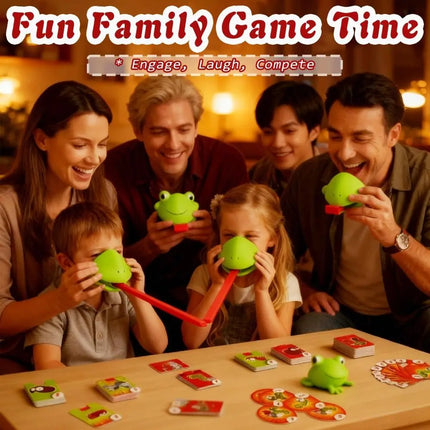 Funny Frog Mask Wagging Tongue Games Two/Four People Parent-child Interaction Frog Mask with Blow Tongue with Cards Desktop Game