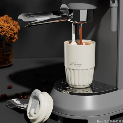 410ML Ceramic Liner Thermos Coffee Cup Travel Coffee Mug Vacuum Insulated Thermos For Coffee Thermal Cup Tumbler Christmas Gift