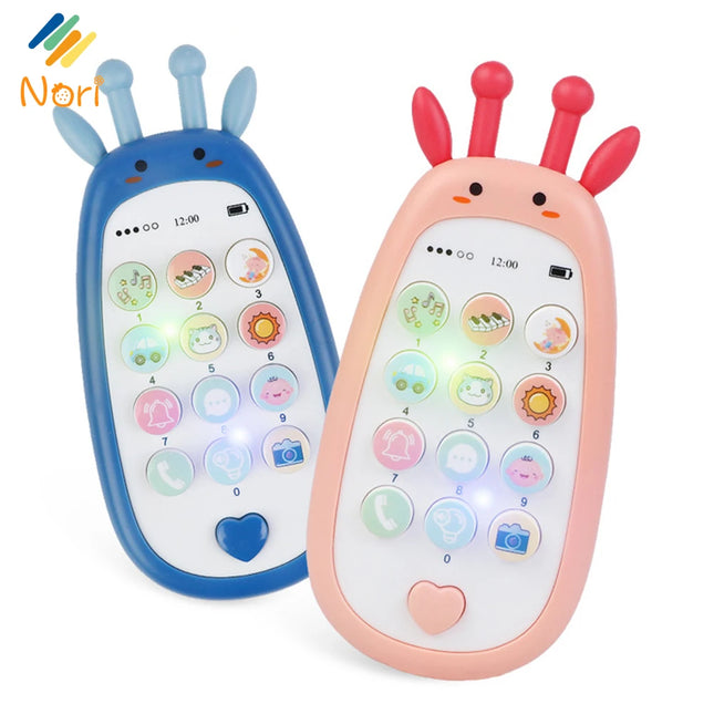 Nori Baby Cartoon Simulation Mobile Phone Toy with Teether Infant Early Educational Music Toy