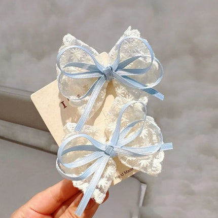 Korean style lace bow children's headwear with little girl's temperament lace hair clip heavy handmade high-end headwear hair cl