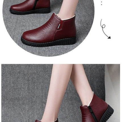Thickened Warm Cotton Shoes for Middle-Aged And Elderly Women Winter Mom Shoes Fleece-Lined Anti-Slip Flat Bottom Soft Bottom...